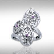 Classic Abstract Elegance Silver Ring with Gemstone TRI1054