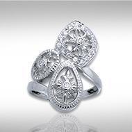 Classic Abstract Elegance Silver Ring with Gemstone TRI1054