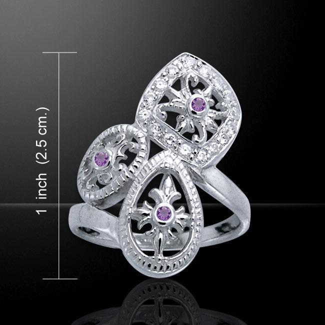 Classic Abstract Elegance Silver Ring with Gemstone TRI1054