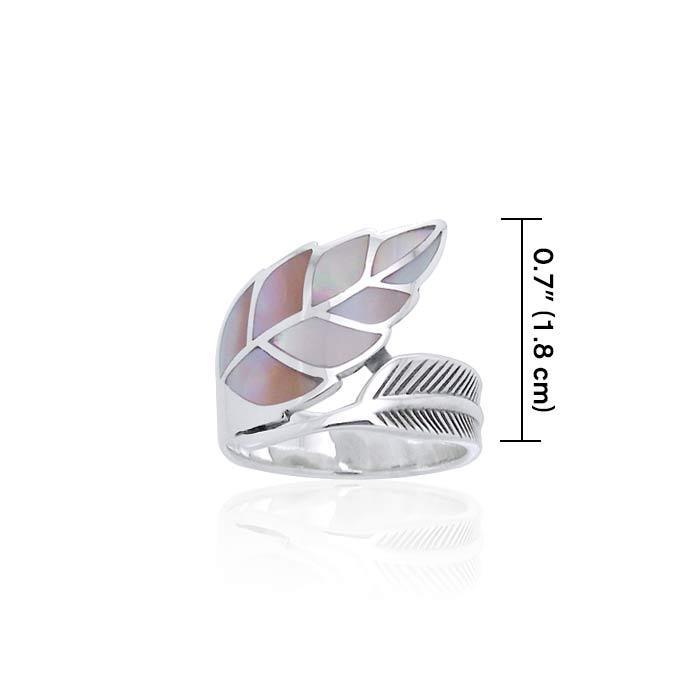Silver Leaf with Inlay Stone Ring TRI1111