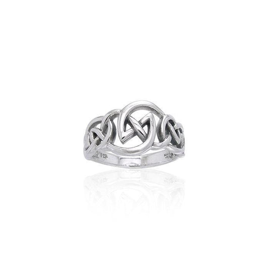 Modern Celtic Silver Ring TRI1112