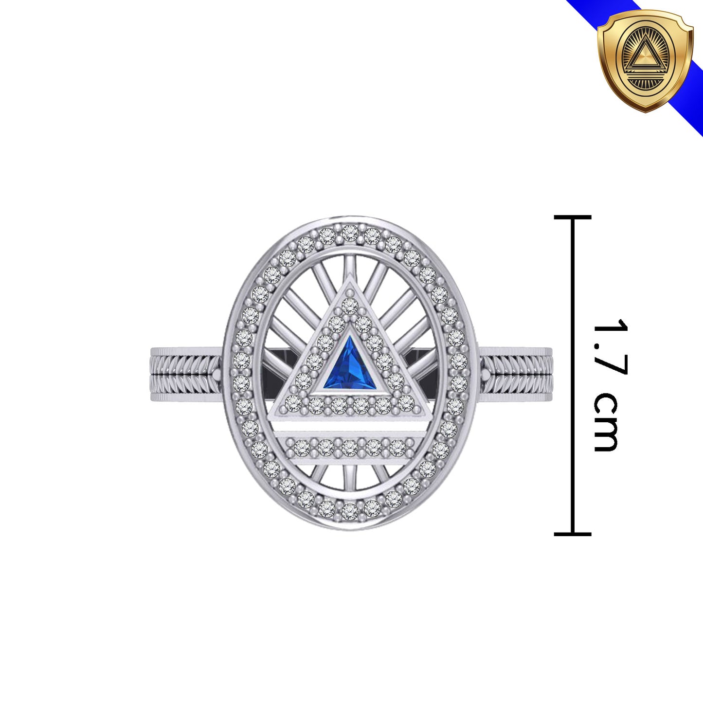 System Energy Symbol Silver Ring with Gemstone TRI1149