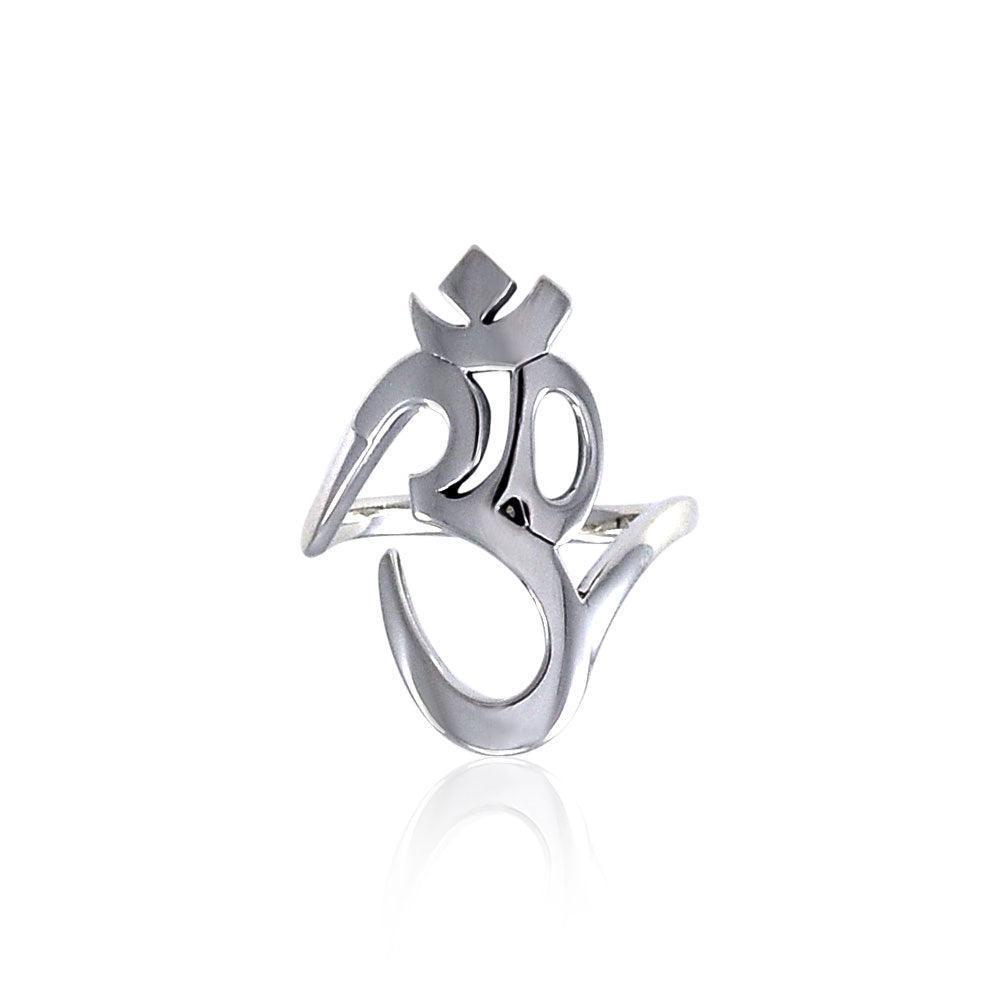 OM Expression of Spiritual Perfection Silver Ring TRI1220