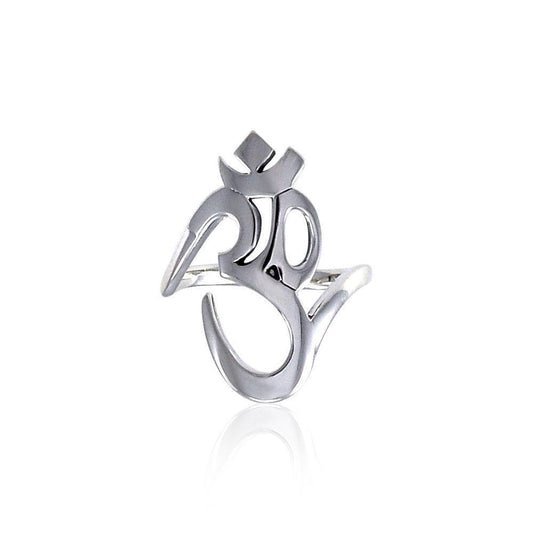 OM Expression of Spiritual Perfection Silver Ring TRI1220