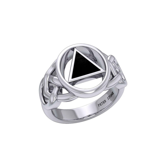 AA Recovery Inlaid Silver Ring TRI1273 - peterstone.dropshipping