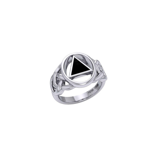 AA Recovery Inlaid Sterling Silver Ring TRI1273*