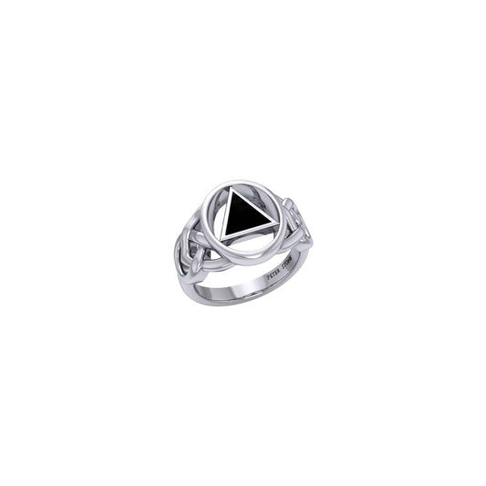 AA Recovery Inlaid Sterling Silver Ring TRI1273