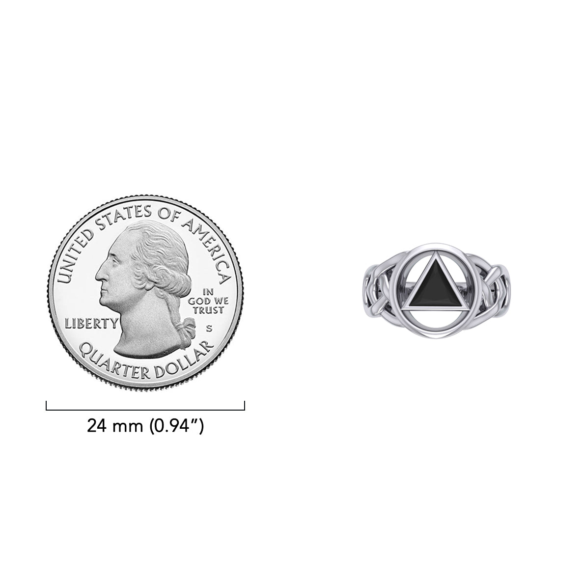 AA Recovery Inlaid Sterling Silver Ring TRI1273