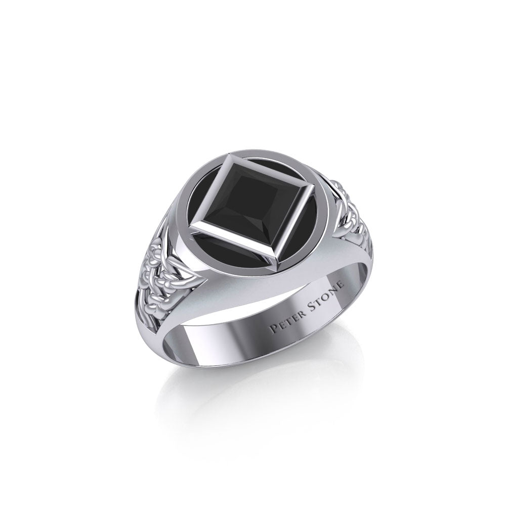 NA Recovery Symbol Sterling Silver Ring with Inlay TRI1287