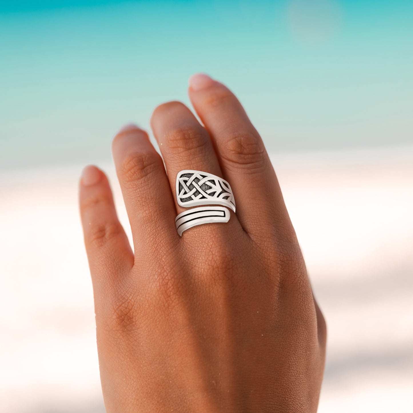 A beautiful beginning through an eternity built around love ~ Celtic Knotwork Sterling Silver Ring TRI1302