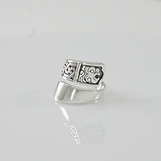 Encompassing both a single moment and eternity ~ Celtic Knotwork Sterling Silver Spoon Ring TRI1306