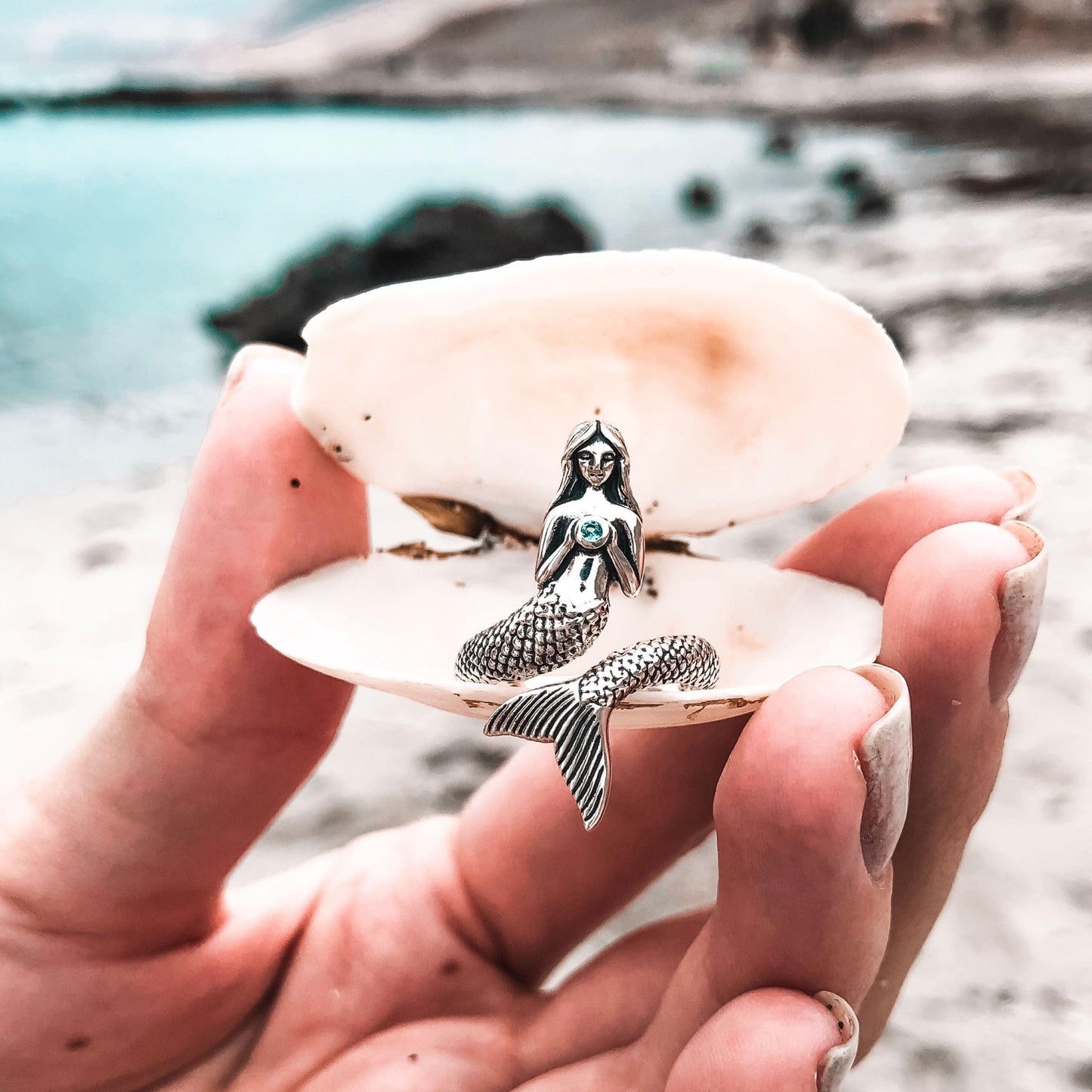 Seek your imagination with the Sea Mermaid ~ Sterling Silver Wrap Ring TRI1328 - peterstone.dropshipping