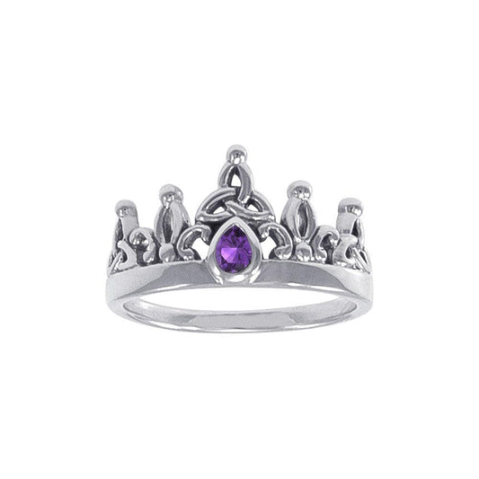 Celtic Crown Silver Ring TRI1350