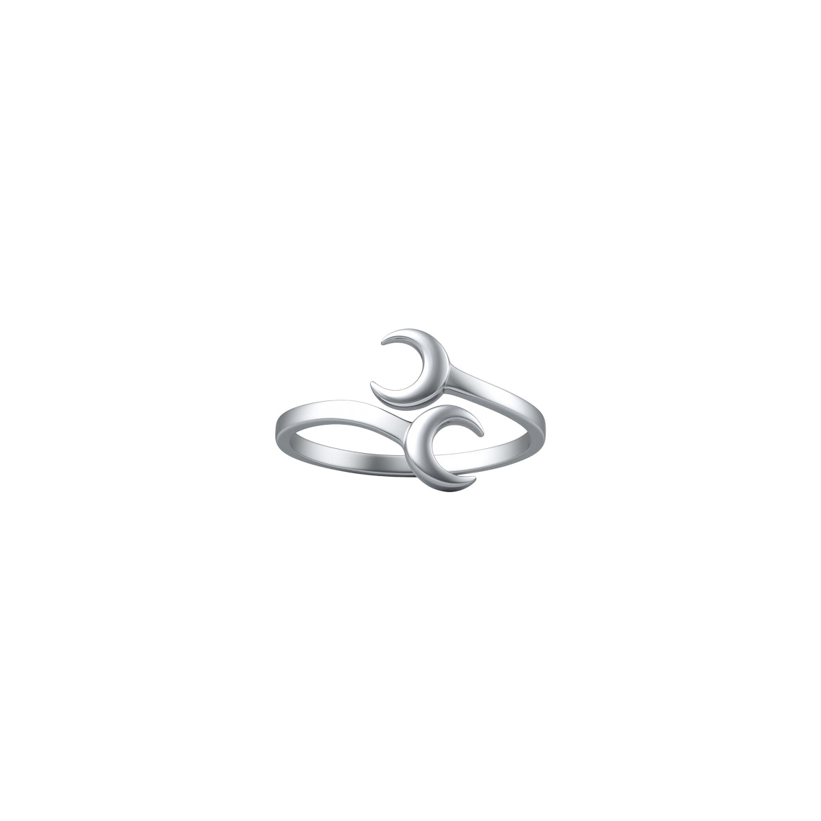 Double Crescent Moon Sterling Silver Ring TRI1368