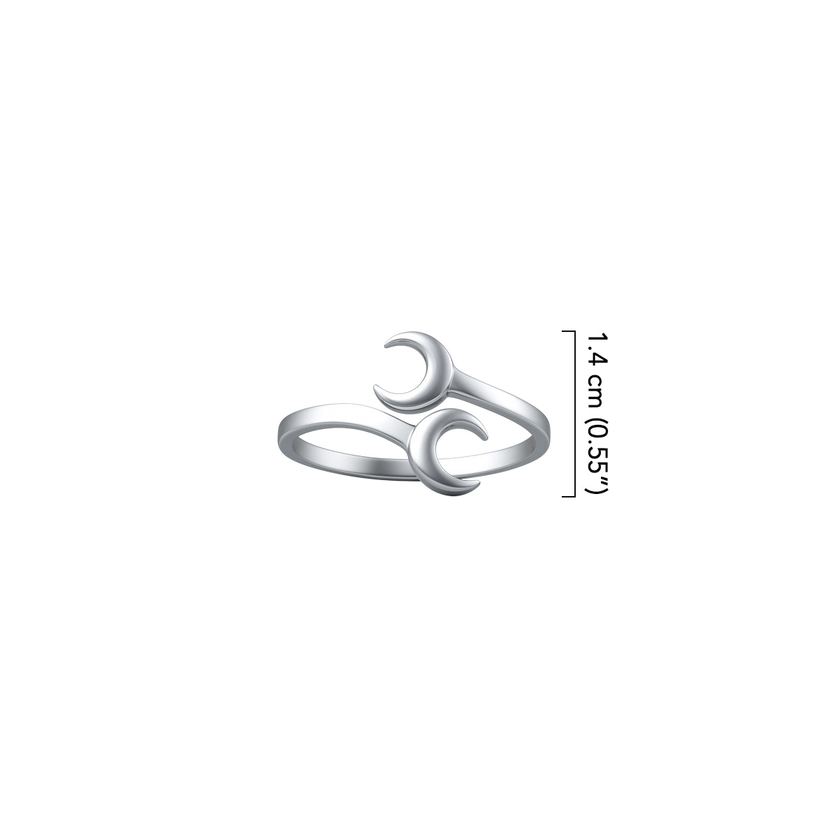 Double Crescent Moon Sterling Silver Ring TRI1368