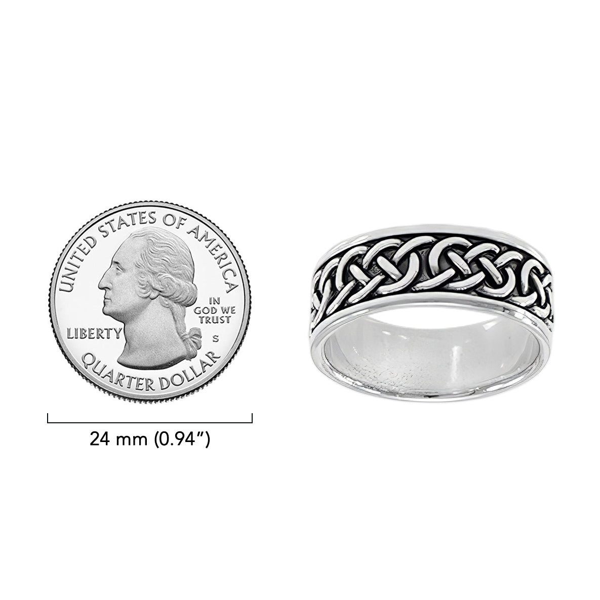 Celtic Knotwork Sterling Silver Ring TRI1406*