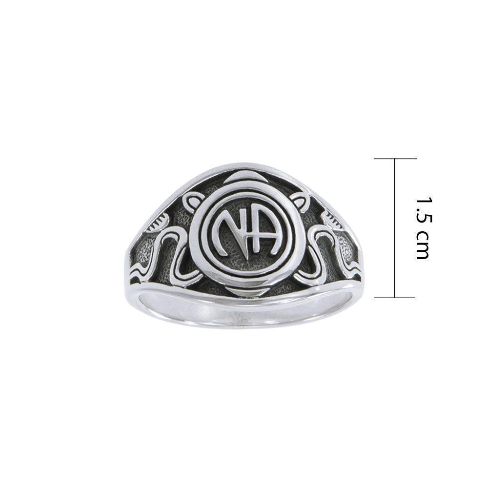 NA Recovery Symbol with Snake Silver Ring TRI1441