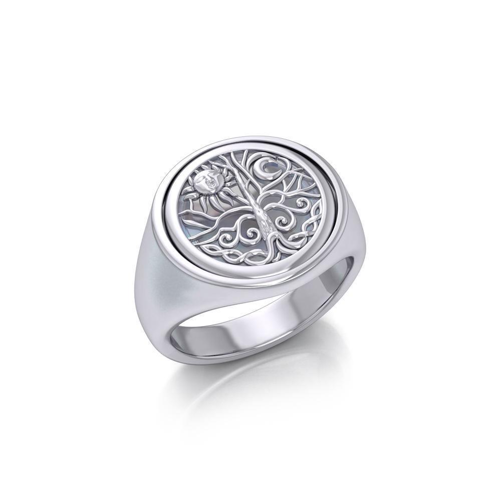 Tree of life Silver Flip Ring TRI153