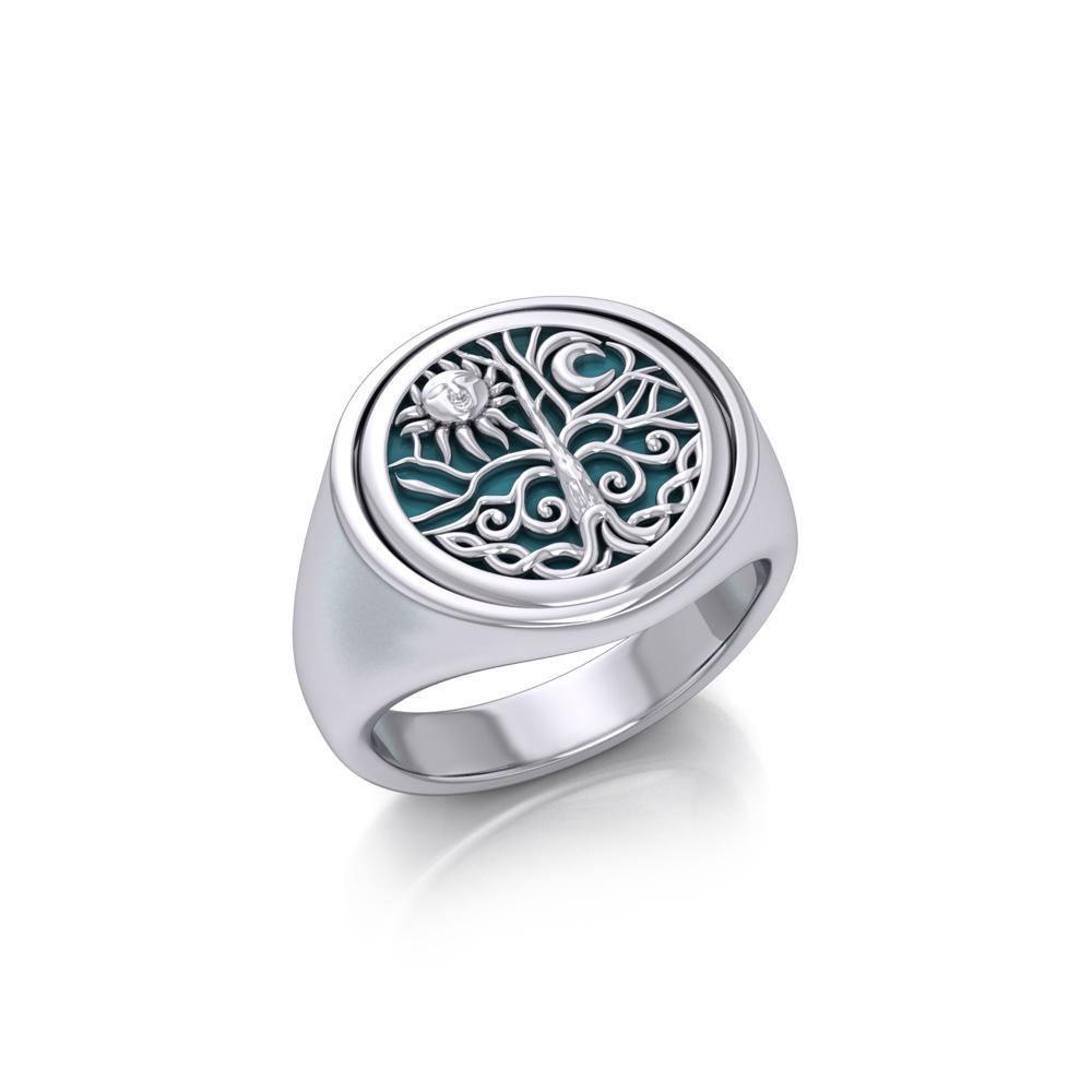 Tree of life Silver Flip Ring TRI153