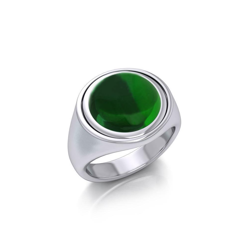 Celtic Crescent Moon Silver Flip Ring with Gemstone TRI155