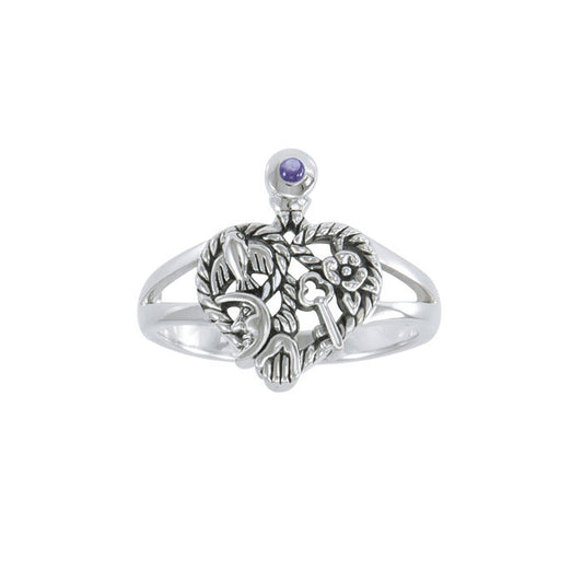 Cimaruta Witch, an iconic wander ~ Sterling Silver Ring with Gemstone TRI1579