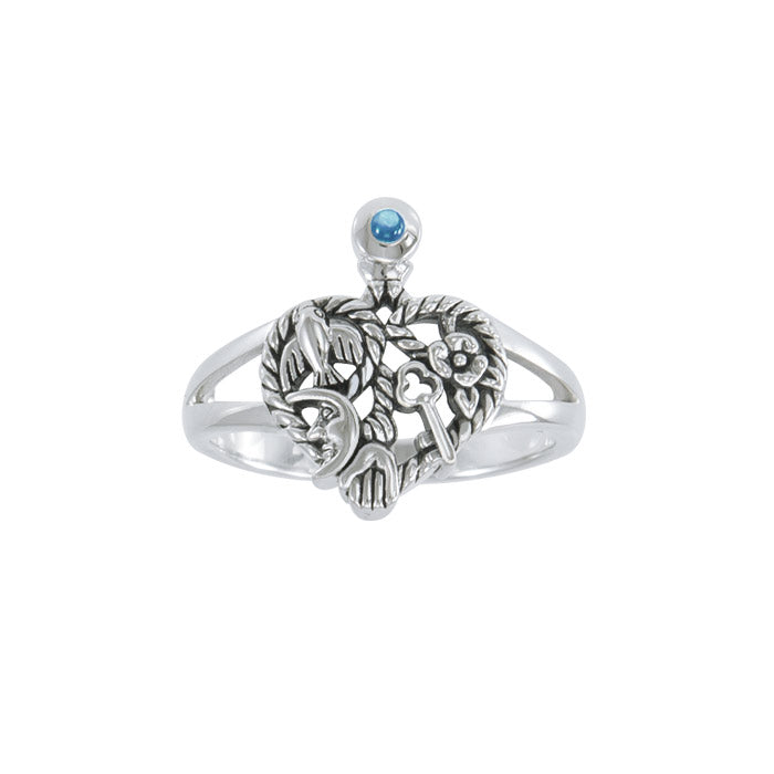 Cimaruta Witch, an iconic wander ~ Sterling Silver Ring with Gemstone TRI1579