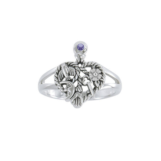 Cimaruta Witch, an iconic wander ~ Sterling Silver Ring with Gemstone TRI2573