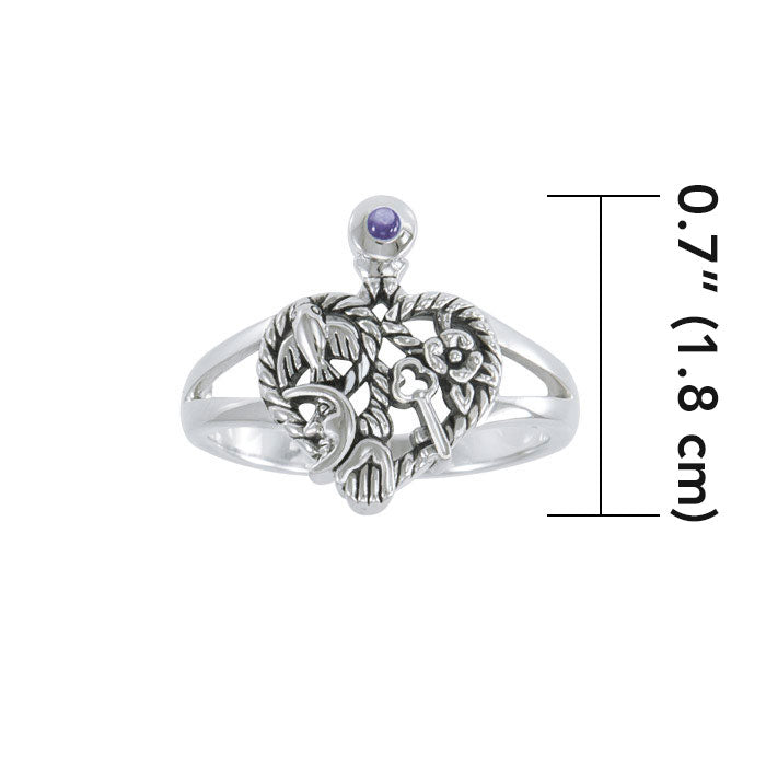 Cimaruta Witch, an iconic wander ~ Sterling Silver Ring with Gemstone TRI1579