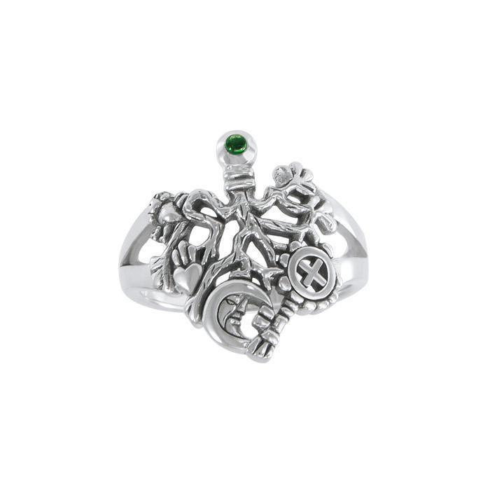 Timeless protection of the Cimaruta Witch ~ Sterling Silver Ring with Gemstone TRI1581