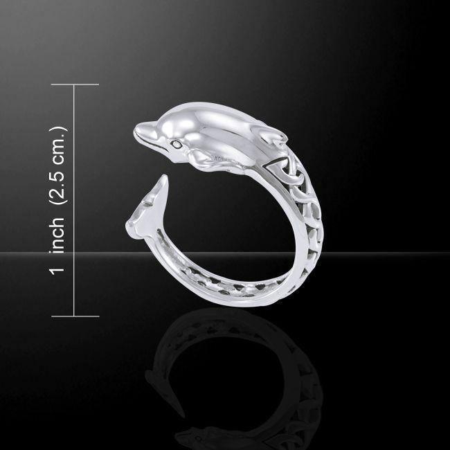 Celtic Accent Dolphin Sterling Silver Wrap Ring TRI1628