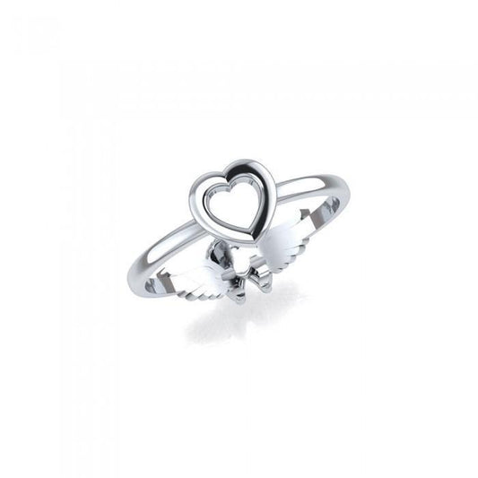 Cupid and Heart Sterling Silver 2 in 1 Ring TRI1679