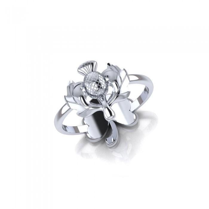 Double the royal symbolism in Shamrock and Thistle Sterling Silver Ring TRI1683