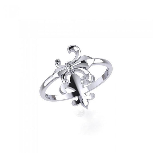Multi-faceted Fleur-de-Lis ~ Sterling Silver Jewelry Ring TRI1684