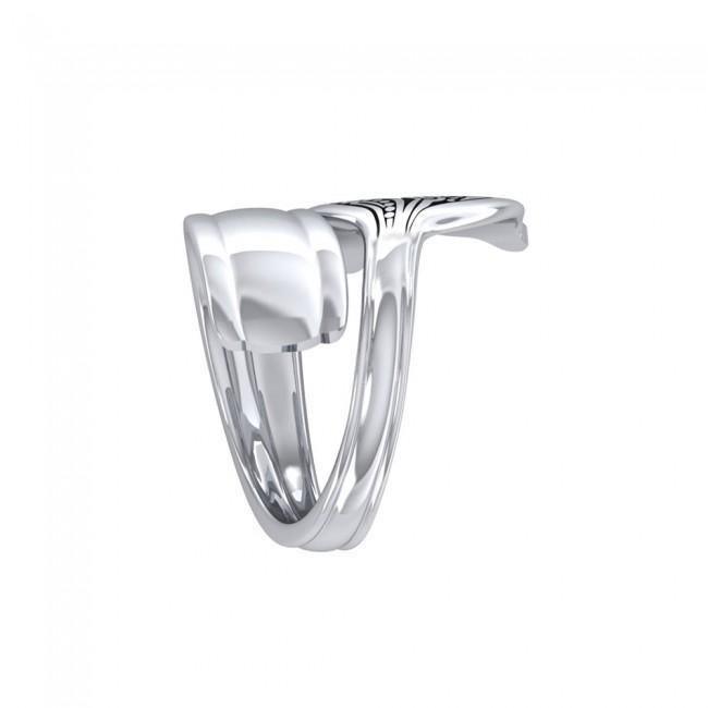 Aboriginal Whale Tail Sterling Silver Spoon Ring TRI1734