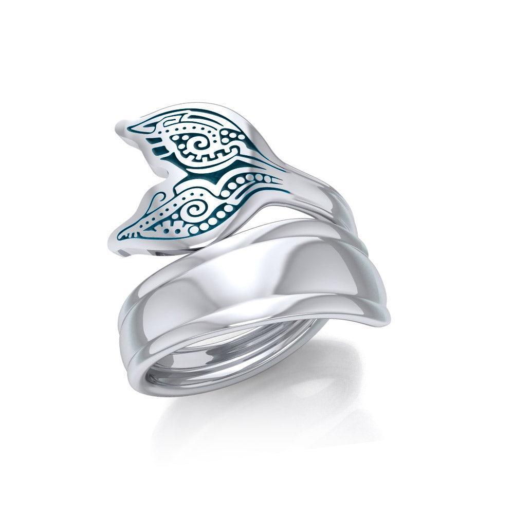 Aboriginal Whale Tail Sterling Silver Spoon Ring TRI1734