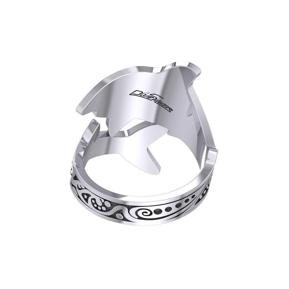 Aboriginal Shark Silver Spoon Ring TRI1736