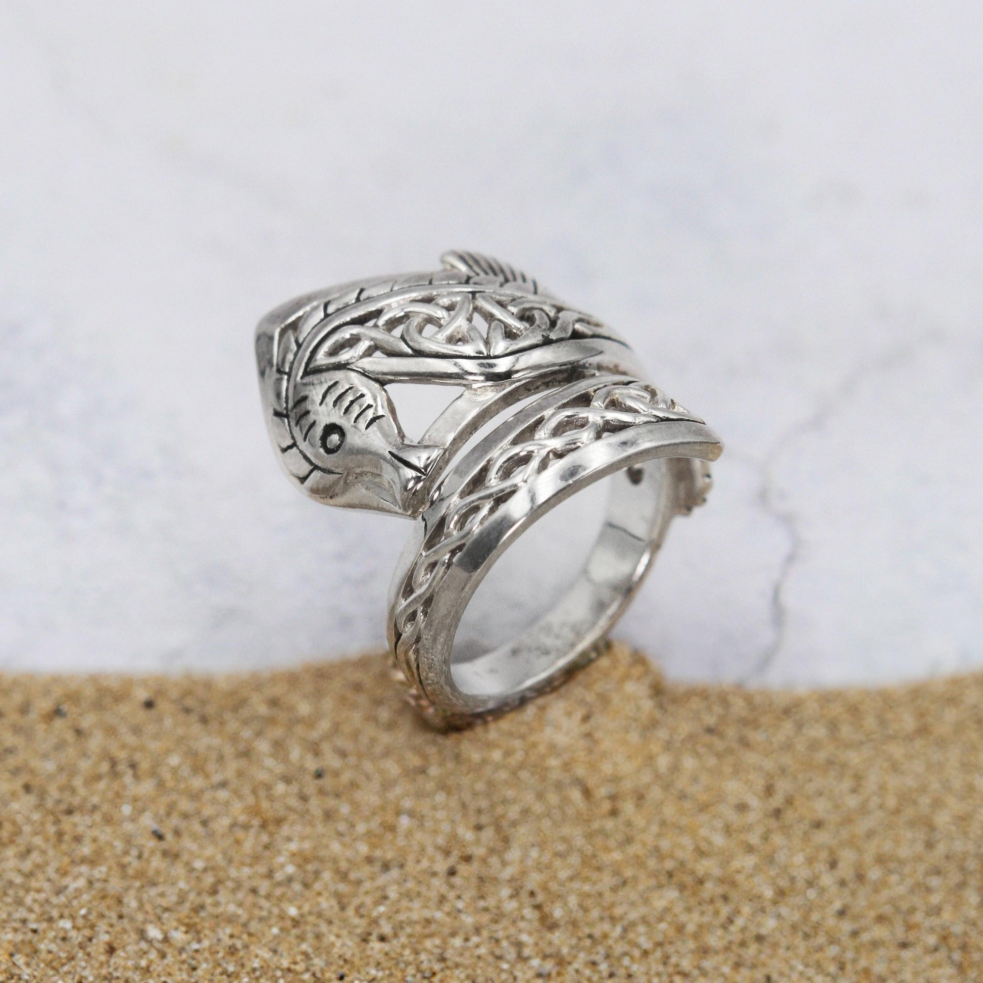 An anomaly of nature ~ Celtic Knotwork Seahorse Sterling Silver Spoon Ring TRI1737 - Wholesale Jewelry