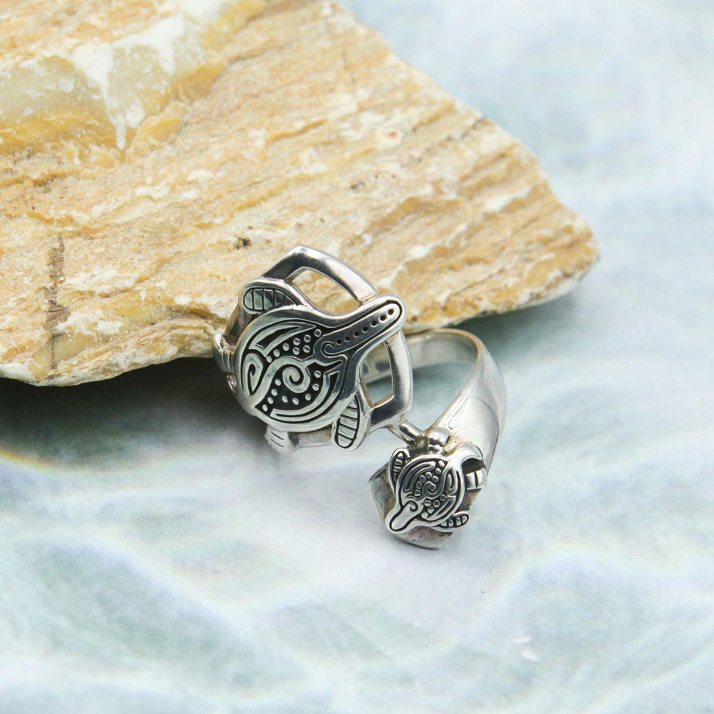 Aboriginal Inspired Turtle Sterling Silver Ring TRI1739 - peterstone.dropshipping