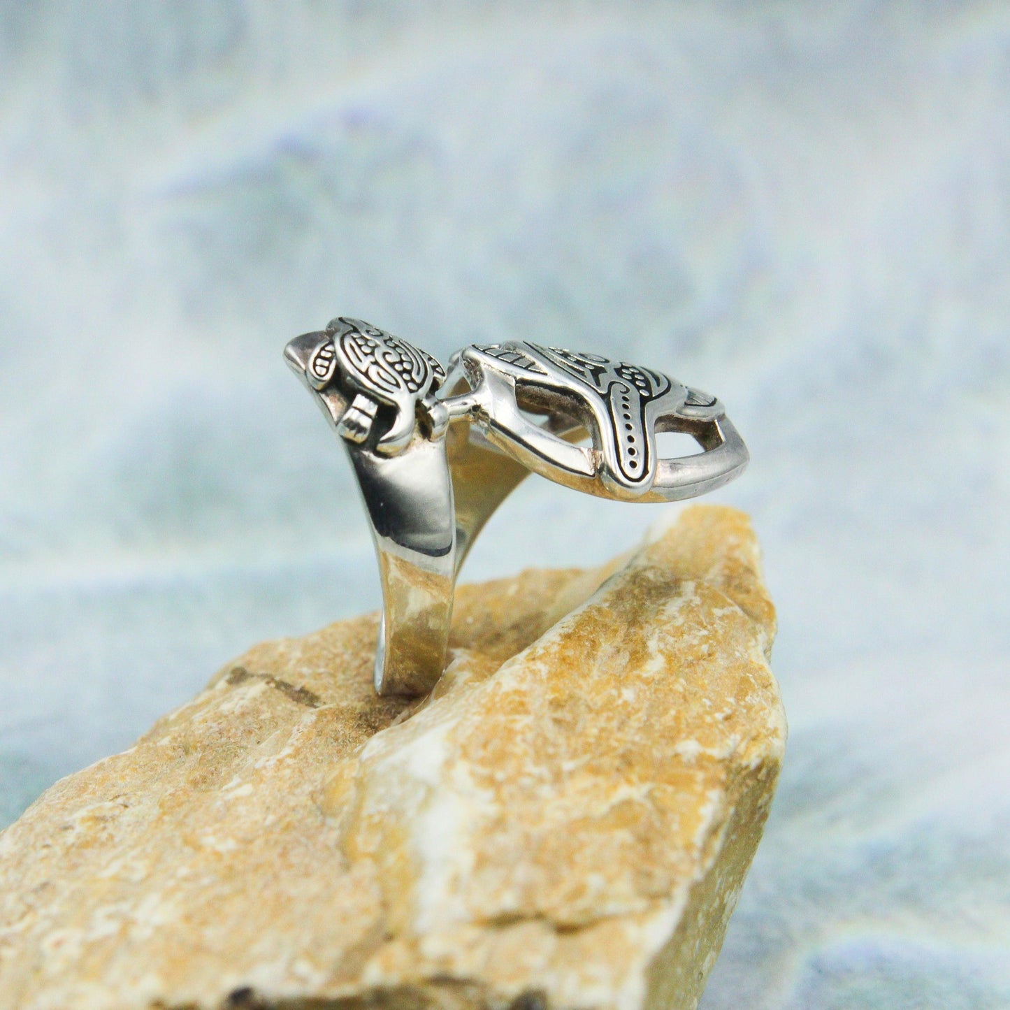Aboriginal Inspired Turtle Sterling Silver Ring TRI1739 - peterstone.dropshipping
