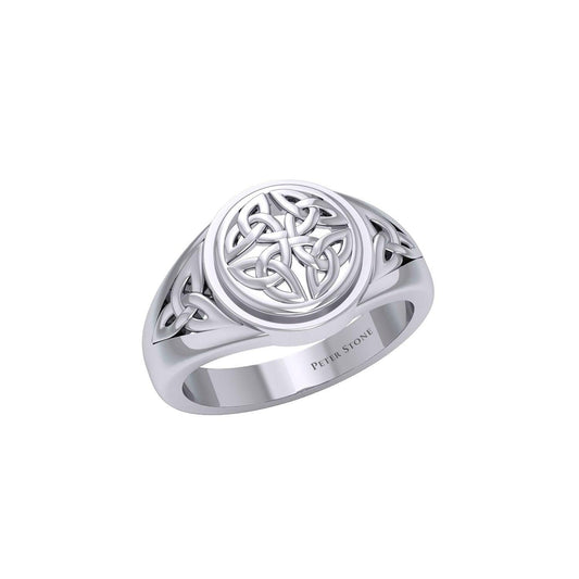 Celtic Quaternary Knot Silver Ring TRI1758 - peterstone.dropshipping
