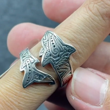 Aboriginal Tiger Shark Sterling Silver Spoon Ring TRI1768