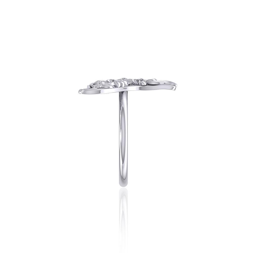 The graceful tale Sterling Silver Whale Tail Filigree Ring Jewelry TRI1793
