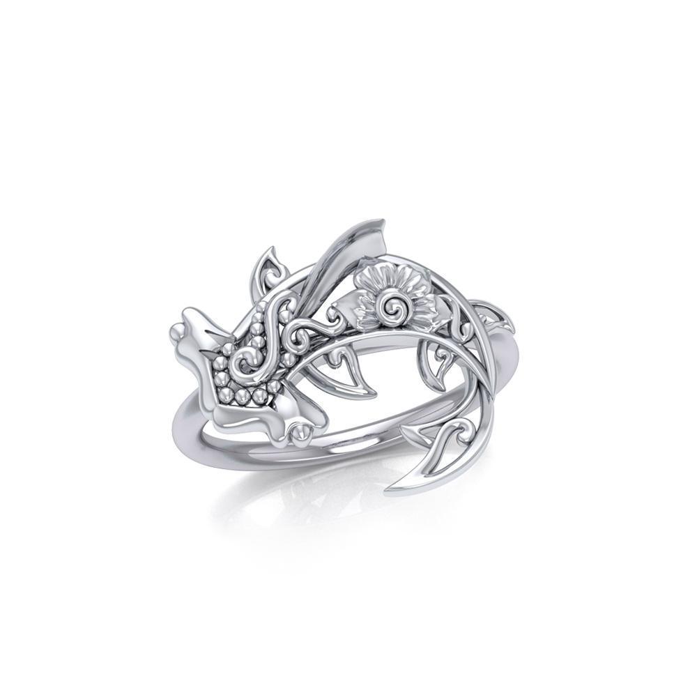 Swim through the endless journey Silver Hammerhead Shark Filigree Ring TRI1796