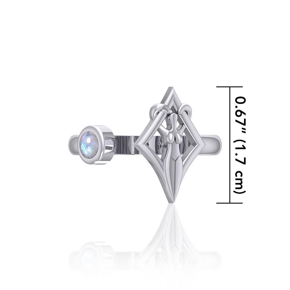Silver Trinity Knot Triquetra and Goddess Stack Ring with Gemstone TRI1802