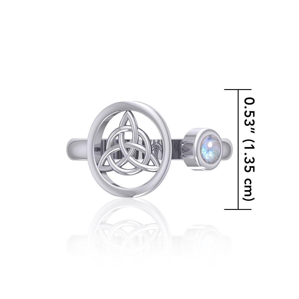 Silver Trinity Knot Triquetra and Goddess Stack Ring with Gemstone TRI1802