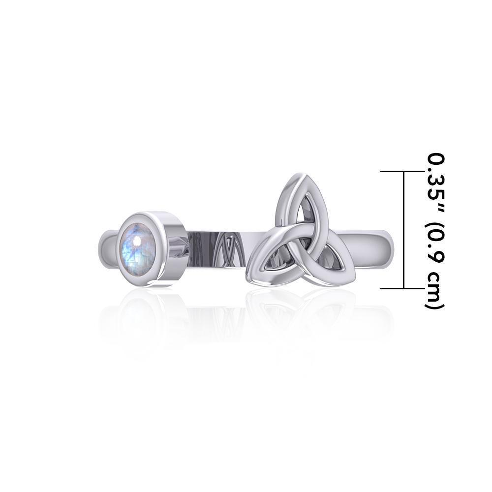 Silver Trinity Knot Triquetra and Goddess Stack Ring with Gemstone TRI1802