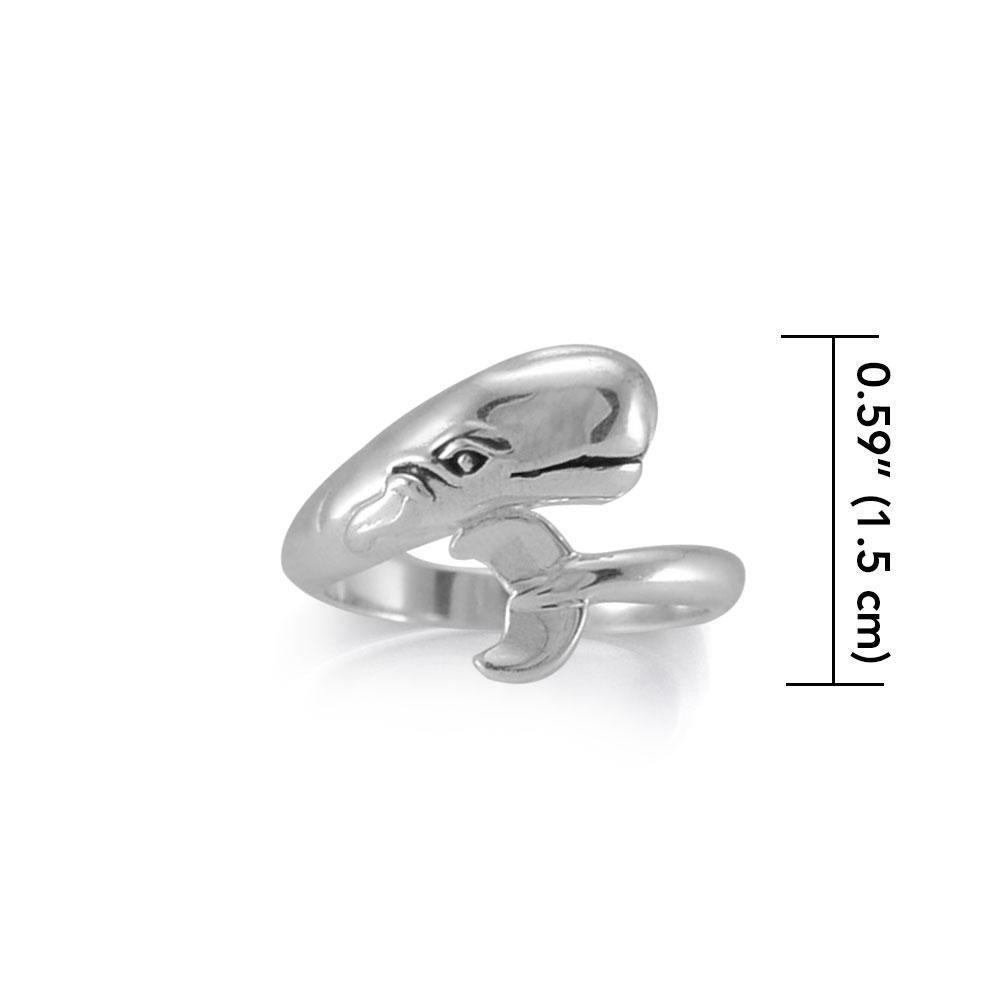 Moby Dick the giant White Sperm Whale Silver Ring TRI1809