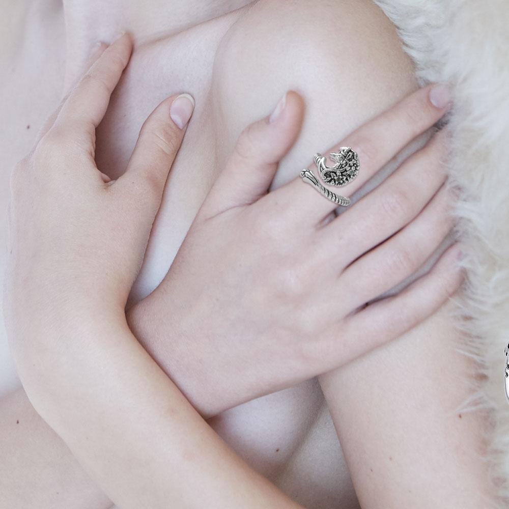Enchanted Sterling Silver Mythical Unicorn Ring with Gemstone TRI1830