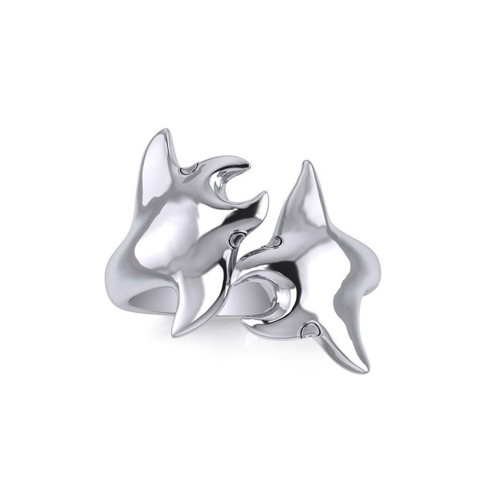 Double Manta Ray Silver Ring TRI1832