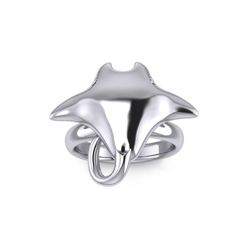 Large Manta Ray Silver Ring TRI1834